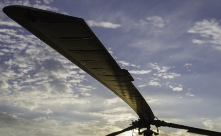 Helicopter s blade sot at the sunsetの写真素材