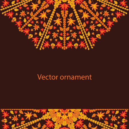 card with an ornament from autumn leavesのイラスト素材