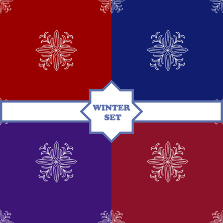 Set Winter seamless pattern with snowflakesのイラスト素材