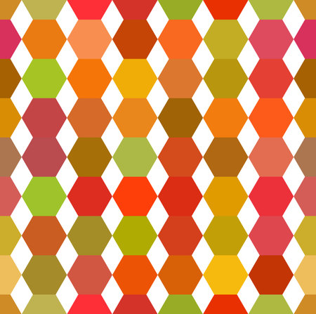 seamless pattern of colored hexagons on the white background