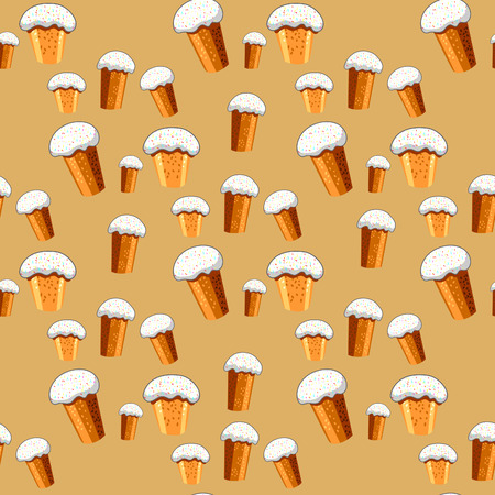 seamless pattern with Easter cake on a beige backgroundのイラスト素材