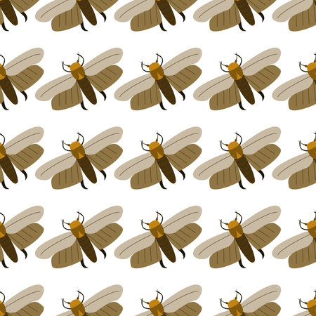 Seamless pattern wax moth. It is executed in style of flat design. The insects who are used in medicine for treatment of various diseases.のイラスト素材