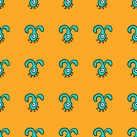seamless pattern with cute aliens. Cute kids doodle sketch.のイラスト素材