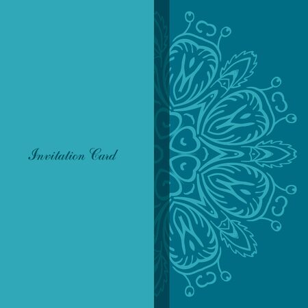 background with lace ornaments. A hand-painted ornament on a blue background.In the style of invitation card.のイラスト素材