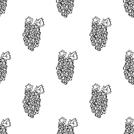 Seamless pattern with white doodle currant on pink background. Cute vector illustrationのイラスト素材