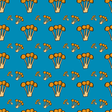 Seamless pattern with doodle mushroom. Cute vector illustration autumn harvestのイラスト素材