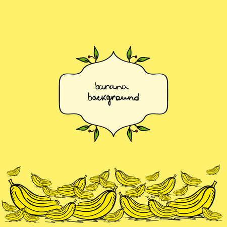 banana background. Cute illustration with autumn harvestのイラスト素材