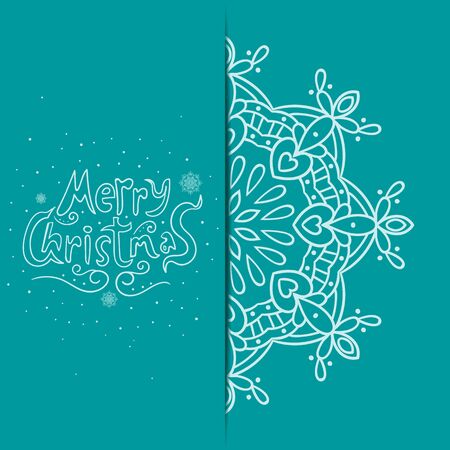 Greeting card with snowflake and text Merry Christmas. New Year illustrationのイラスト素材