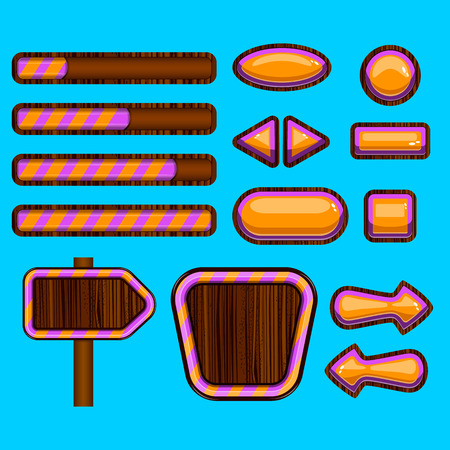 User unterface game design. Buttons, boards, signs, bar download.のイラスト素材