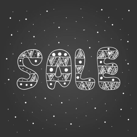 Card with text sale. Doodle vector illustration.のイラスト素材