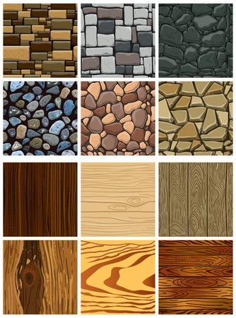 Seamless pattern with beach stones and wooden. stone wall.のイラスト素材