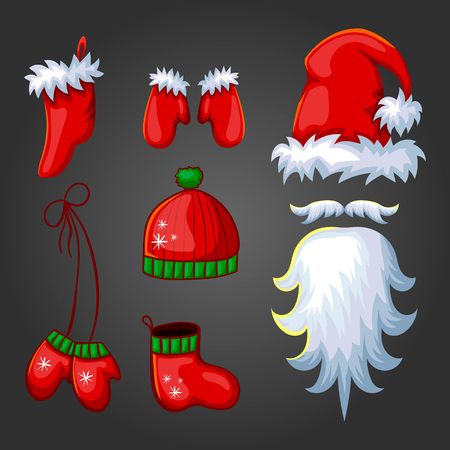 Big set of Cristmas elements. Santa Claus itemsのイラスト素材