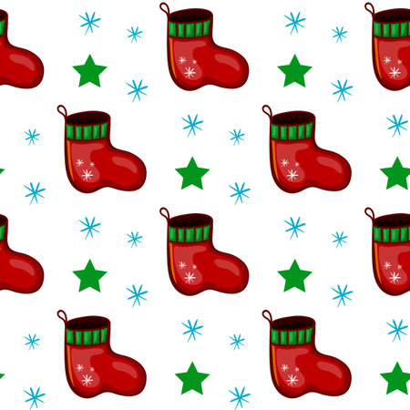 Seamless pattern with christmas socks. Christmas illustrationのイラスト素材