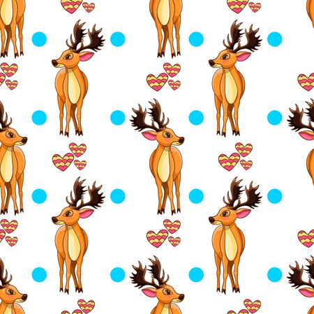 Seamless pattern with cartoon deersのイラスト素材