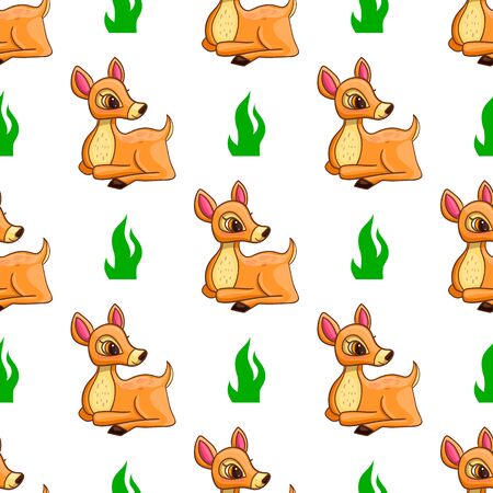 Seamless pattern with cartoon deersのイラスト素材