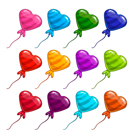 Big set with balloon in form heartのイラスト素材