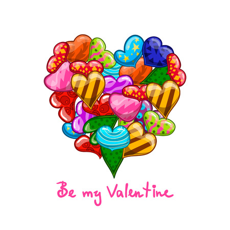 Valentine greeting card with cartoon heartのイラスト素材