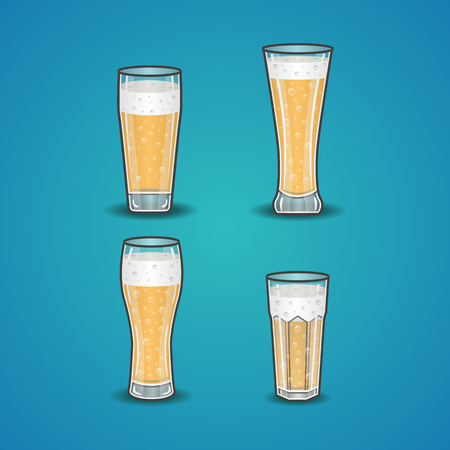 Vector set of stemware with beer.のイラスト素材