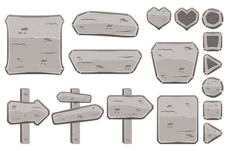 Set of cartoon stone signsのイラスト素材