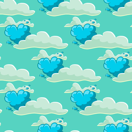 Seamles pattern with cloud and balloon. Valentines illustrationのイラスト素材