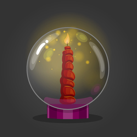 Burning candle in a glass bowl. Cartoon vector illustrationのイラスト素材