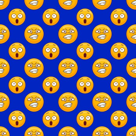 Seamless pattern with cartoon smile face. Emotion illustrationのイラスト素材
