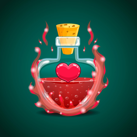 Big set of flasks with different poisons. Game design illustrationのイラスト素材