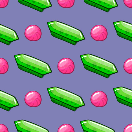 Seamless pattern with cartoon cute tasty candy. Sweet illustrationsのイラスト素材