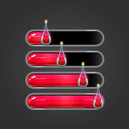 Set of bar downloader with elexir bottlesのイラスト素材