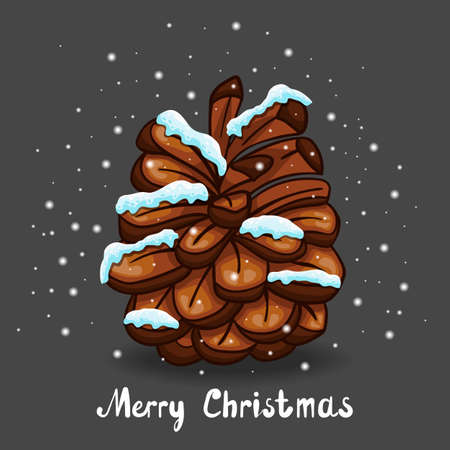 Christmas greeting card with cartoon fir conesのイラスト素材