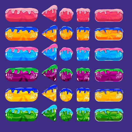 Big set of game interface button colorのイラスト素材