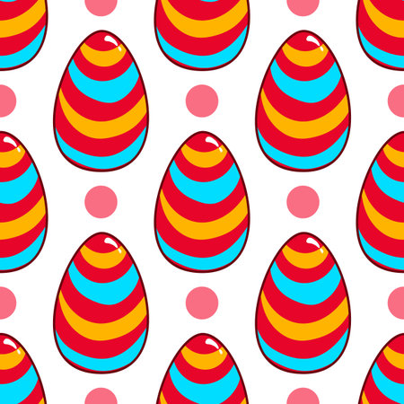 Seamless pattern with vector cartoon Easter eggsのイラスト素材
