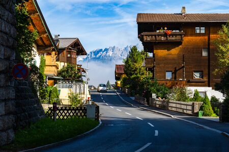 Ktizbuhel, Tyrol, Austria 21. September 2019. A beautiful Austrian town in the middle of Alps surrounded by gorgeous scenery and breathtaking landscapes. Perfect holiday destination .のeditorial素材