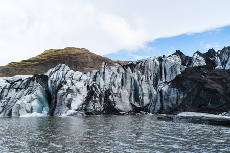 One of the most popular glaciers within the Golden Circle in Iceland is called Solheimajokull and is located near the town of Vik.の写真素材