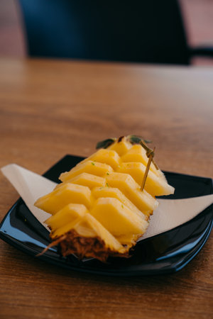 Pineapple Plantations in Azores. Discover lush fields cultivating delicious pineapples, a unique agricultural treasure amid the Azorean landscape. High quality photoの写真素材