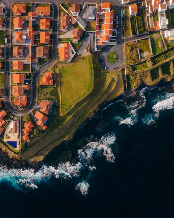 Aerial photo of Azores, Sao Miguel island in Portugal. High quality photo