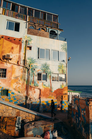 5.5.2023 Taghazout, Morocco: Charming coastal village in Morocco, renowned for its surf breaks, relaxing beaches, and vibrant local culture. High quality photoのeditorial素材
