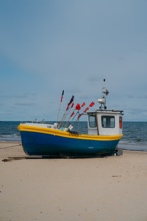 5.4.2023 Jelitkowo Beach, Gdansk, Poland. Gem of Gdansk, Poland, offering sun-soaked shores, azure waters, and vibrant atmosphere for a perfect coastal escape. High quality photoのeditorial素材