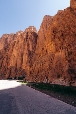 Todra Gorge: Nature wonder in Morocco, an awe-inspiring canyon with towering cliffs, pristine river,...