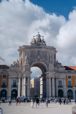 3.5.2023 Lisbon, Portugal: Praca do Comercio grand commerce square, with historical significance, stunning architecture, and breathtaking riverfront views along the Tagus River. High quality photoのeditorial素材