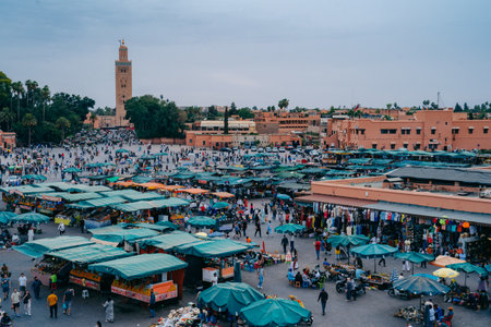 15.5.2023 Marrakesh, Morocco: Jemaa el-Fnaa square during daytime . High quality photoのeditorial素材