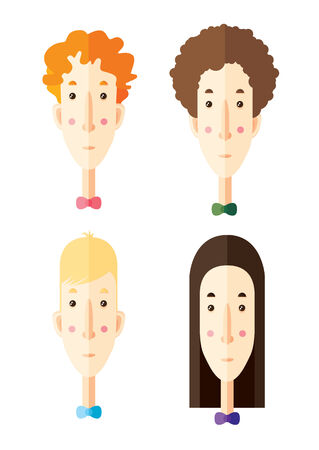 Flat faces of man with different haircutsのイラスト素材