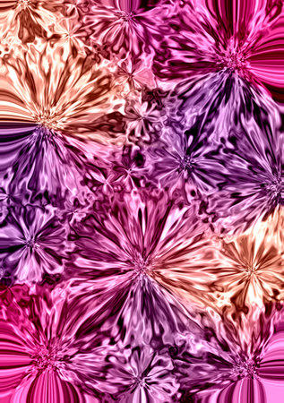 Abstract floral background: glossy metallic petals in pink-purple paletteの写真素材