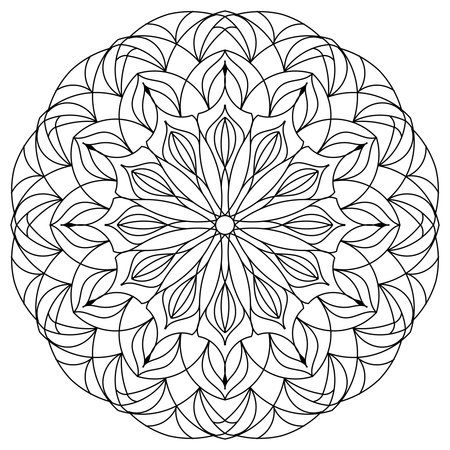 Detailed floral mandala circular ornament for coloringのイラスト素材