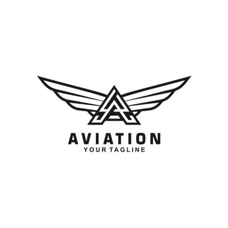 Black and White initial letter A logo for aviationのイラスト素材