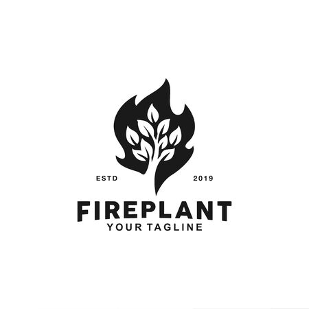 Simple and modern logo for fire and leafのイラスト素材