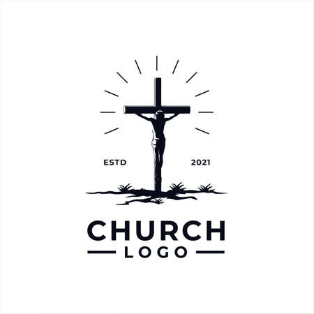 Jesus Christ Church logo design vector with classic style for communityのイラスト素材