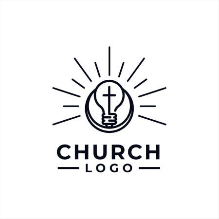 church logo design vector for community with line art concept ideaのイラスト素材