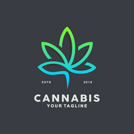 Line Art for Cannabis Logo design Inspiration Idea Conceptのイラスト素材