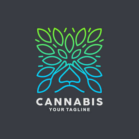 square nature hands for Cannabis Logo design Inspiration Idea and conceptのイラスト素材
